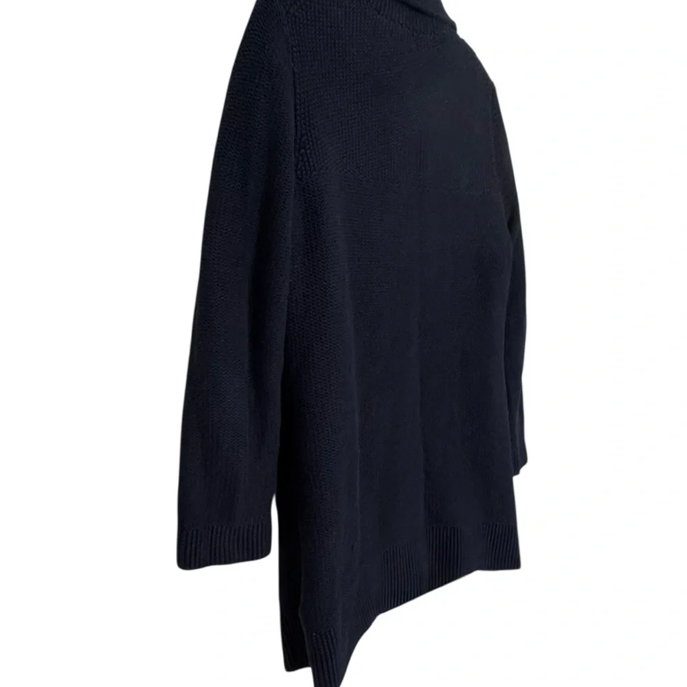 Tommy Hilfiger Dark Blue Heavy Knit Cardigan L Button Front Cotton Sweater